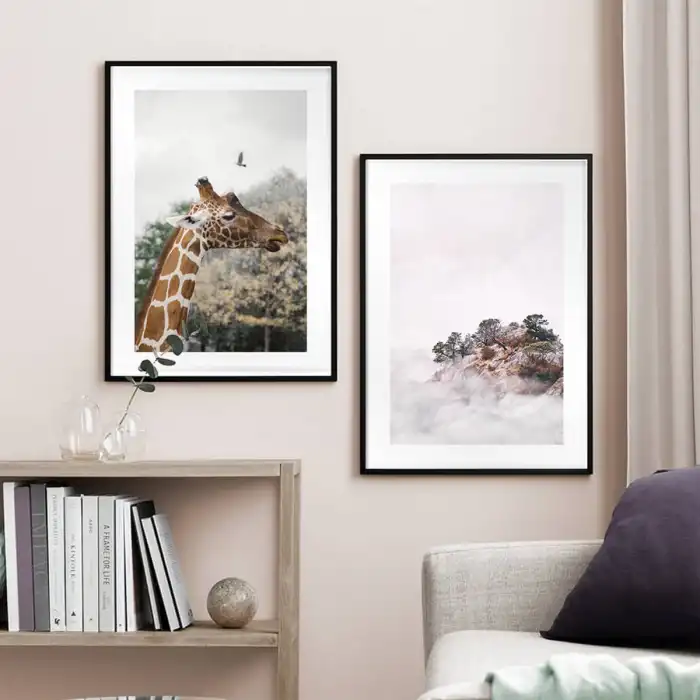 Zürafa & Sisli Doğa Poster Tablo Seti (2’li)